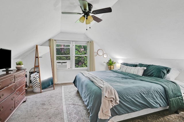 84 Wellman Rd, Manchester, CT 06040 - bedroom featuring carpet floors, vaulted ceiling, cooling unit, and ceiling fan