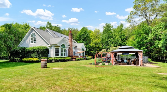 18 Cedar Spring Rd, Burlington, CT 06013 - view of grassy yard with a gazebo and a patio area