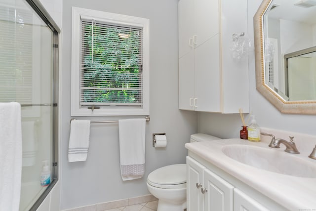 21 Hubbard Rd Apt 1, Wilton, CT 06897 - bathroom with vanity, tile patterned flooring, and bath / shower combo with glass door