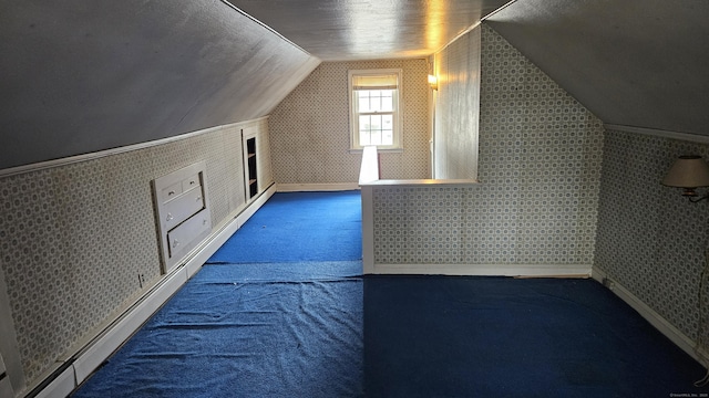 157 Garfield Rd, Bristol, CT 06010 - additional living space with carpet, wallpapered walls, baseboards, and vaulted ceiling