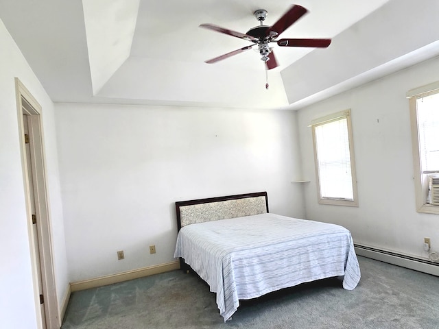 65 Ruby Ln, Stratford, CT 06614 - bedroom featuring carpet flooring, baseboard heating, ceiling fan, and a tray ceiling
