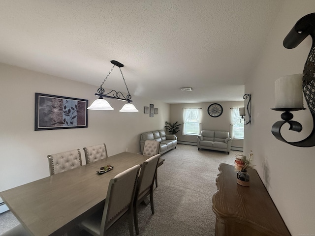 24 Podunk Cir Unit 24, South Windsor, CT 06074 - dining room with carpet, a textured ceiling, and a baseboard radiator