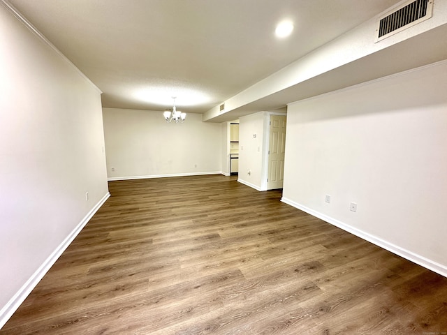 1 Concorde Way Unit B3, Windsor Locks, CT 06096 - below grade area with a chandelier, baseboards, dark wood-type flooring, and recessed lighting