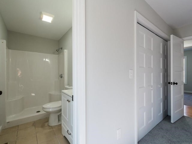 12 S St, Brooklyn, CT 06234 - bathroom with a shower, toilet, vanity, and tile patterned floors