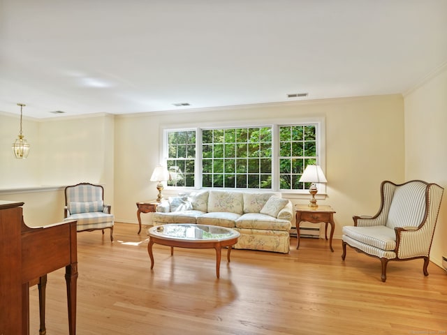52 Grumman Ave, Wilton, CT 06897 - living area featuring ornamental molding and light wood-style floors