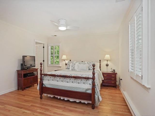 52 Grumman Ave, Wilton, CT 06897 - bedroom featuring light wood-type flooring, crown molding, and ceiling fan