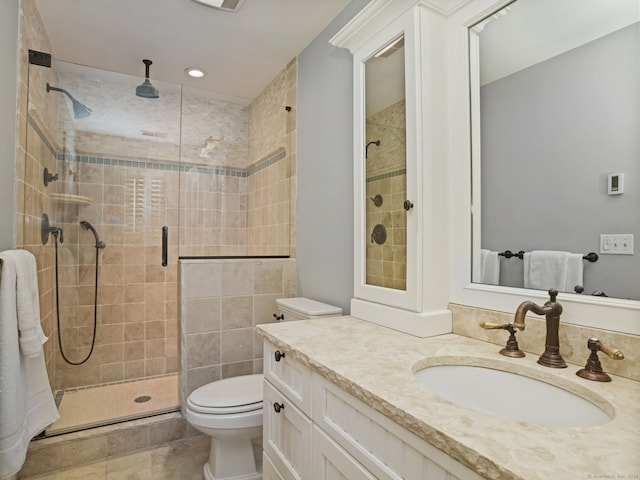 52 Grumman Ave, Wilton, CT 06897 - bathroom with a shower stall, vanity, and recessed lighting