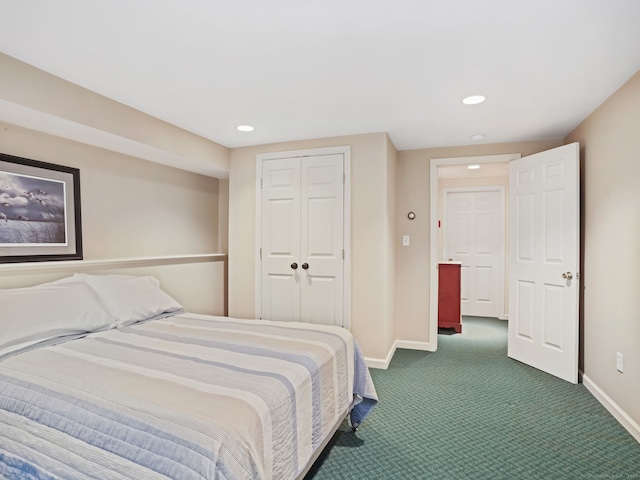 52 Grumman Ave, Wilton, CT 06897 - bedroom with dark colored carpet, recessed lighting, and a closet