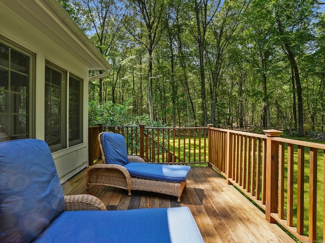 52 Grumman Ave, Wilton, CT 06897 - deck with a wooded view
