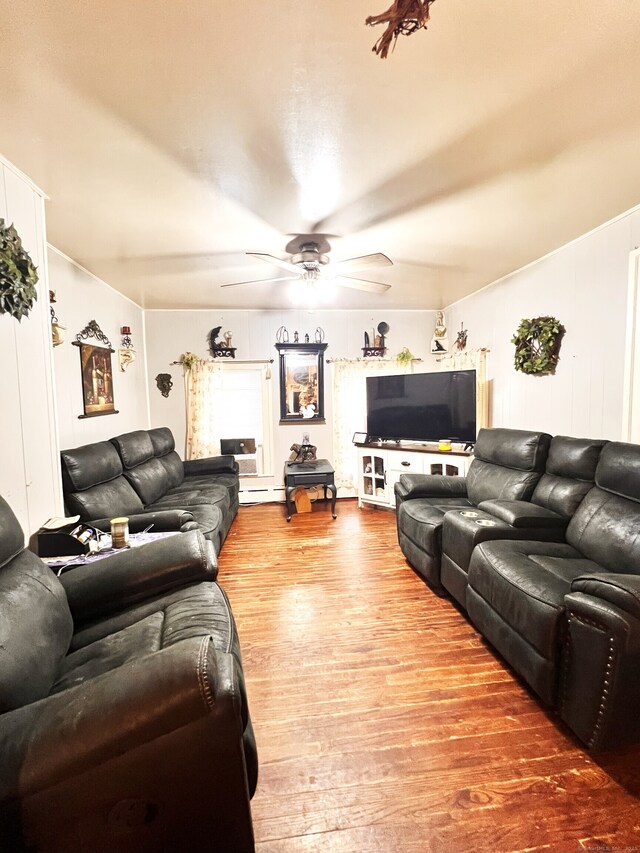 238 E Main St, Torrington, CT 06790 - living room with wood finished floors and a ceiling fan