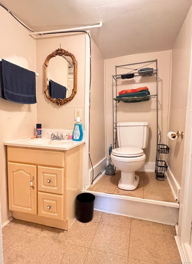 238 E Main St, Torrington, CT 06790 - bathroom featuring vanity, a stall shower, and tile patterned floors