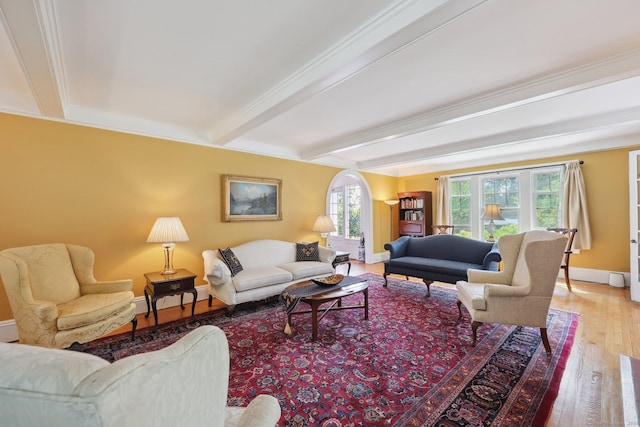 2200 Ridge Rd, North Haven, CT 06473 - living area with beam ceiling and wood-type flooring