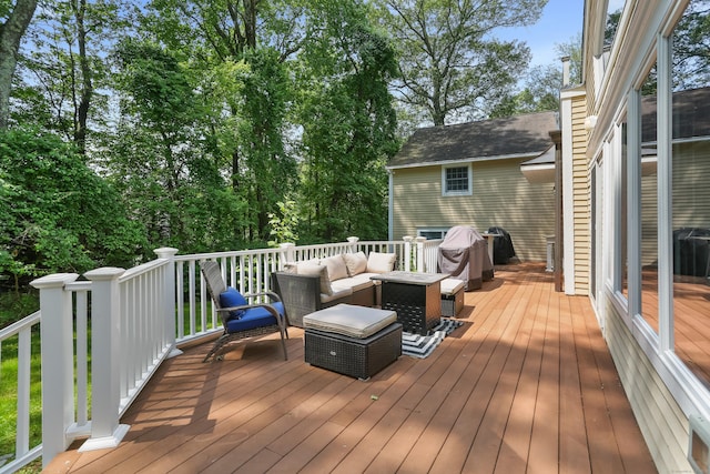 158 Linden Tree Rd, Wilton, CT 06897 - wooden deck featuring an outdoor hangout area