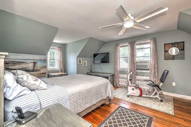97 Richmond Ave, West Haven, CT 06516 - bedroom featuring lofted ceiling, wood finished floors, and ceiling fan