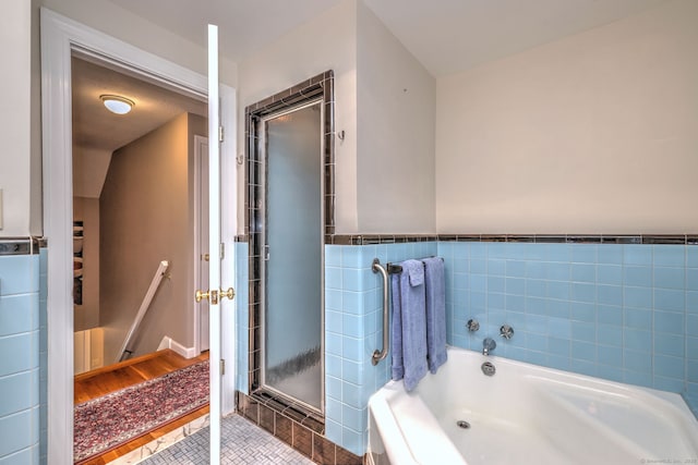 97 Richmond Ave, West Haven, CT 06516 - full bathroom with a bath, tile patterned flooring, and a stall shower