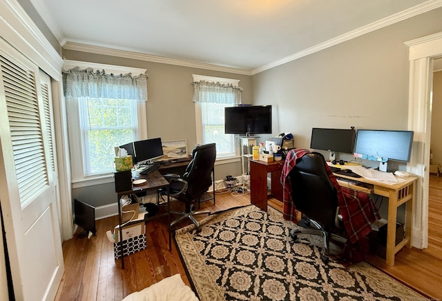 451 Robbins Ave, Newington, CT 06111 - office area with crown molding, wood finished floors, and baseboards