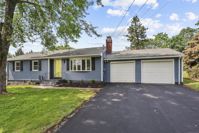 22 Allerton Rd, Naugatuck, CT 06770 - ranch-style home featuring a chimney, driveway, a garage, and a front yard