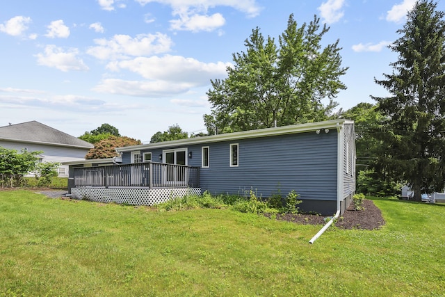 22 Allerton Rd, Naugatuck, CT 06770 - rear view of property with a wooden deck and a lawn