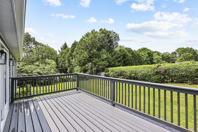 22 Allerton Rd, Naugatuck, CT 06770 - wooden terrace featuring a lawn and view of scattered trees
