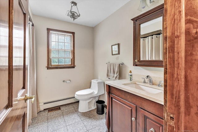 136 Wheeler Rd, Monroe, CT 06468 - full bath featuring a baseboard heating unit, vanity, and granite floors