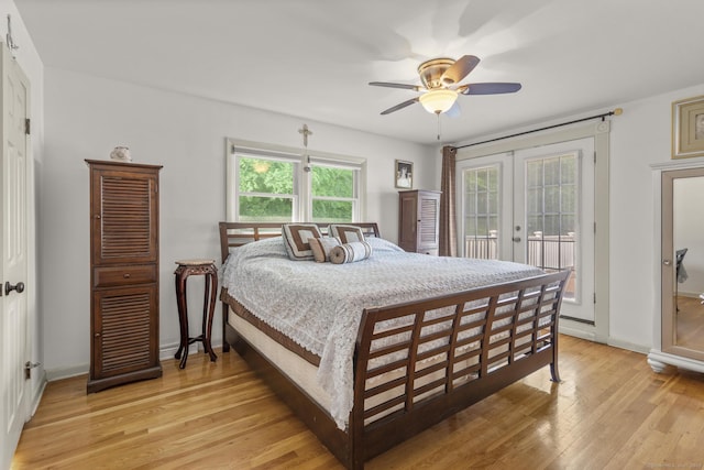 408 Stage Coach Rd, Durham, CT 06422 - bedroom featuring french doors, access to exterior, light wood-style floors, and multiple windows