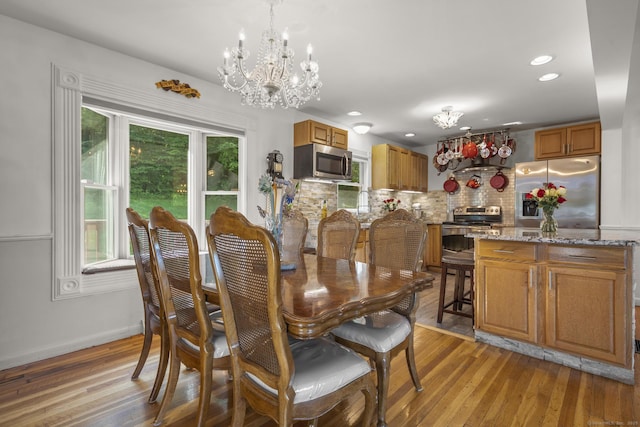 408 Stage Coach Rd, Durham, CT 06422 - dining room featuring a chandelier, light wood-type flooring, and recessed lighting