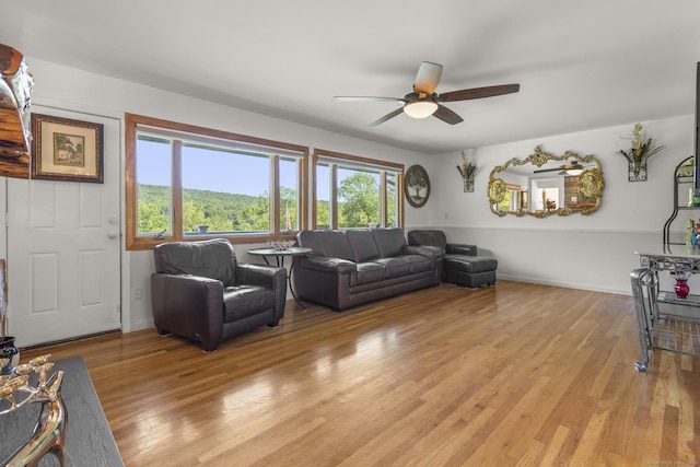 408 Stage Coach Rd, Durham, CT 06422 - living area featuring healthy amount of natural light, a ceiling fan, and light wood-style floors