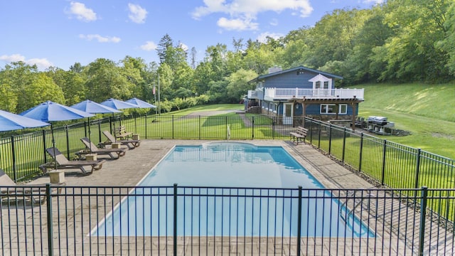 408 Stage Coach Rd, Durham, CT 06422 - view of swimming pool with a patio area and a forest view