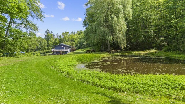 408 Stage Coach Rd, Durham, CT 06422 - view of green lawn featuring a wooded view and a water view