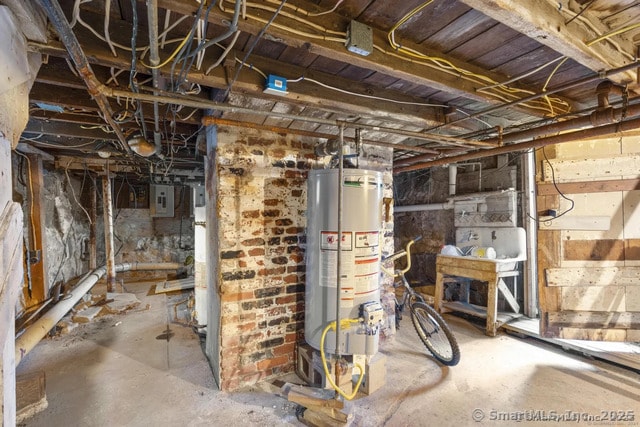 25 W Coit St, New London, CT 06320 - unfinished basement featuring water heater and electric panel