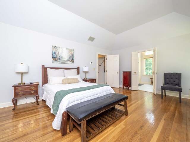 104 Scarlet Oak Dr, Wilton, CT 06897 - bedroom featuring vaulted ceiling, light wood finished floors, and baseboards