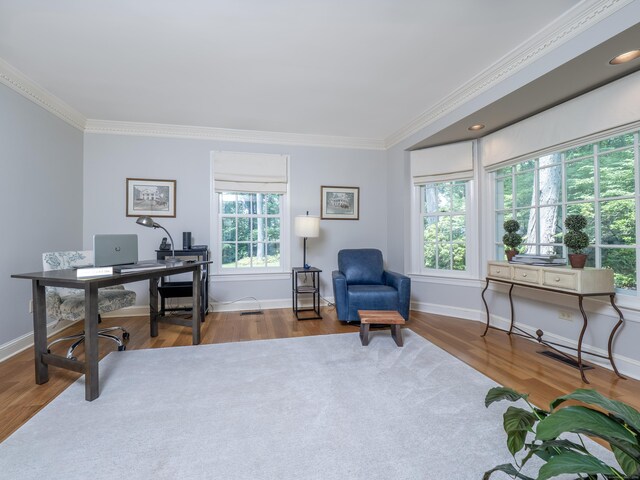 104 Scarlet Oak Dr, Wilton, CT 06897 - office with crown molding, wood finished floors, and baseboards