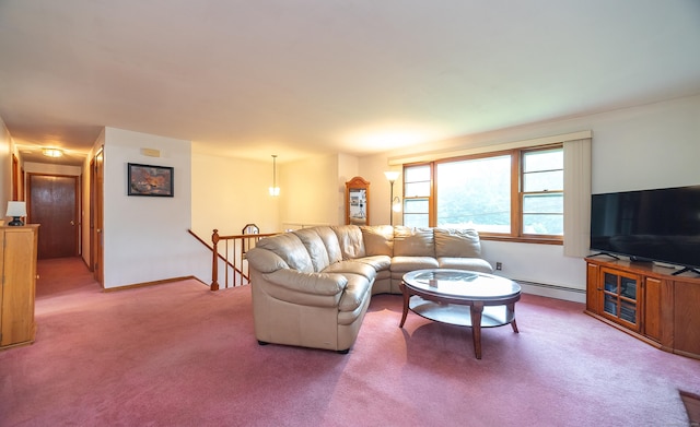 895 W Woods Rd, Hamden, CT 06518 - carpeted living area featuring a baseboard radiator and baseboards