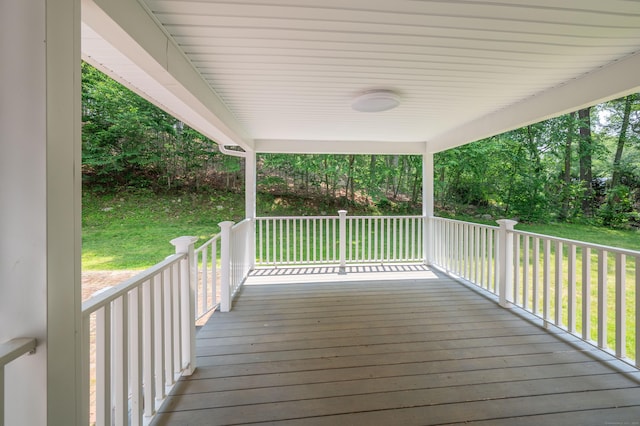 46 Columbine Dr, Trumbull, CT 06611 - wooden porch featuring a lawn