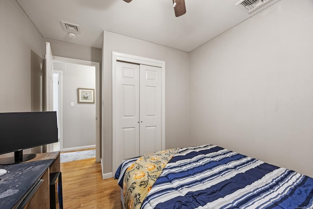 7 Pleasant St, Wolcott, CT 06716 - bedroom featuring light wood-type flooring, a closet, and a ceiling fan