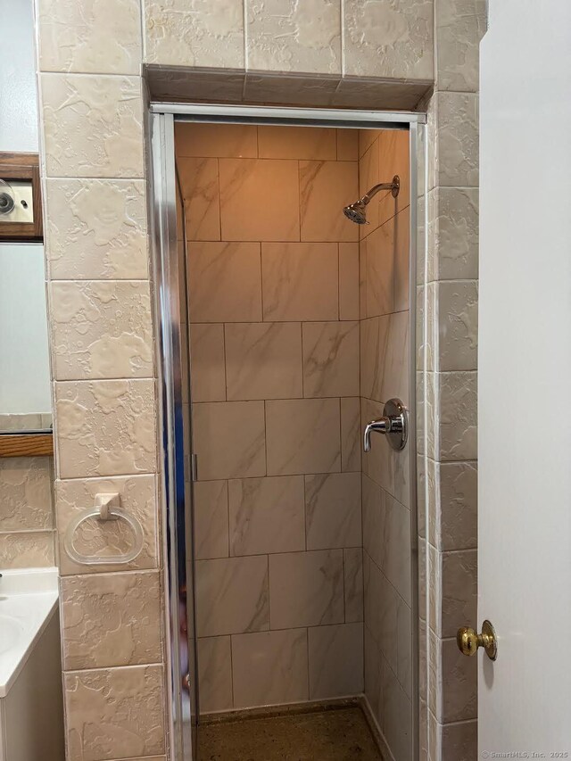 201 Center St, West Haven, CT 06516 - bathroom featuring a shower stall and vanity