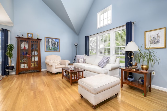 14 Linden Hts Unit 14, Norwalk, CT 06851 - living room featuring light wood-style flooring, high vaulted ceiling, and plenty of natural light