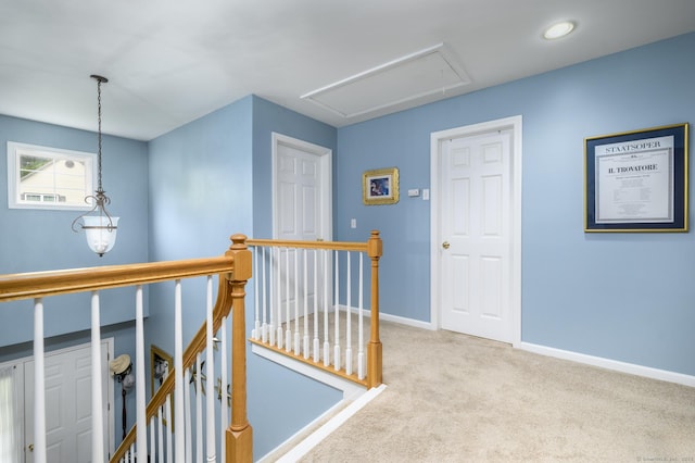 14 Linden Hts Unit 14, Norwalk, CT 06851 - hallway featuring attic access, an upstairs landing, carpet floors, and recessed lighting