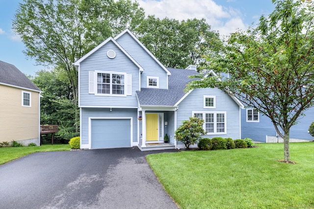 14 Linden Hts Unit 14, Norwalk, CT 06851 - traditional-style house with driveway, a shingled roof, a front yard, and an attached garage
