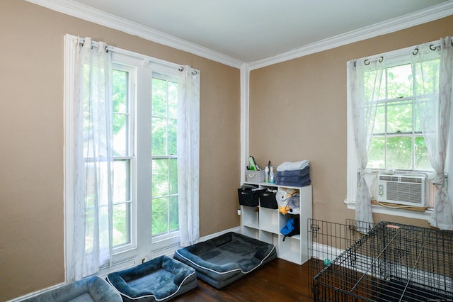 189 Broadway, Norwich, CT 06360 - miscellaneous room featuring ornamental molding, wood finished floors, and cooling unit