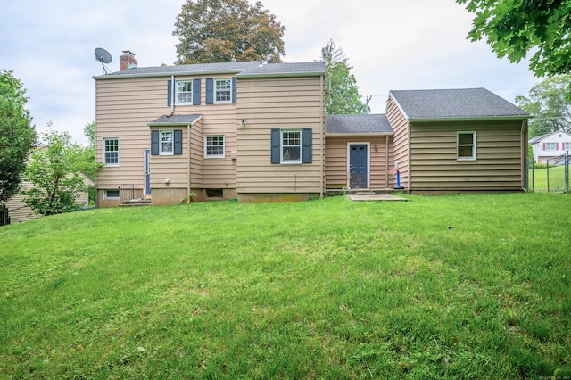 60 Old Mill Rd, Middletown, CT 06457 - back of house featuring a lawn and a chimney