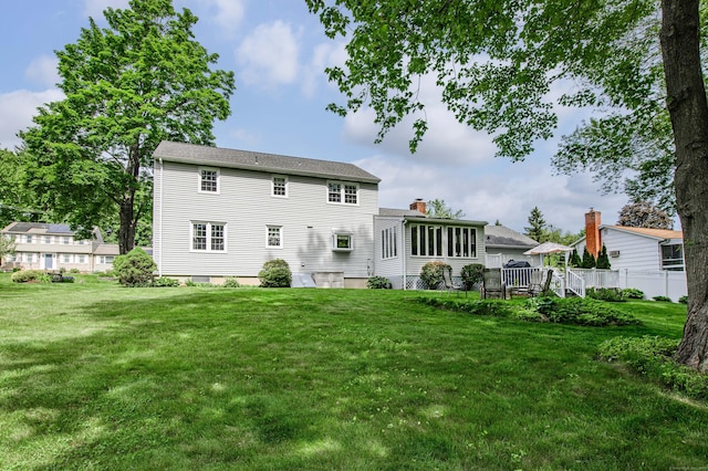 320 Spruce St, Cheshire, CT 06410 - rear view of property with a yard and a chimney