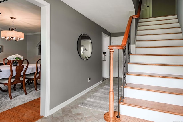 320 Spruce St, Cheshire, CT 06410 - stairs featuring arched walkways and a chandelier