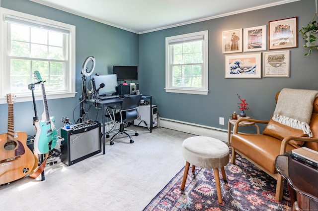 320 Spruce St, Cheshire, CT 06410 - carpeted office space with crown molding and baseboard heating