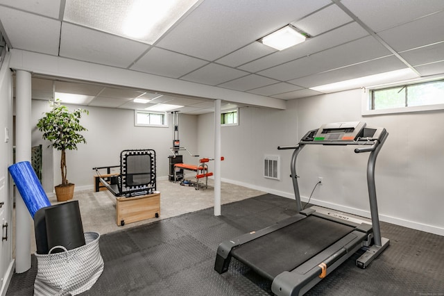 320 Spruce St, Cheshire, CT 06410 - exercise room with dark colored carpet and a paneled ceiling