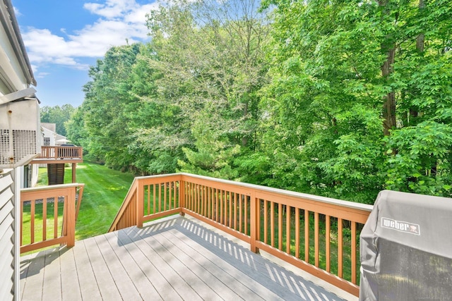 111 Thorn Hollow Rd, Cheshire, CT 06410 - wooden terrace featuring a lawn and area for grilling