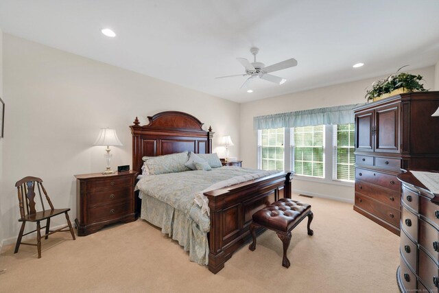 111 Thorn Hollow Rd, Cheshire, CT 06410 - bedroom featuring light carpet, recessed lighting, baseboards, and ceiling fan
