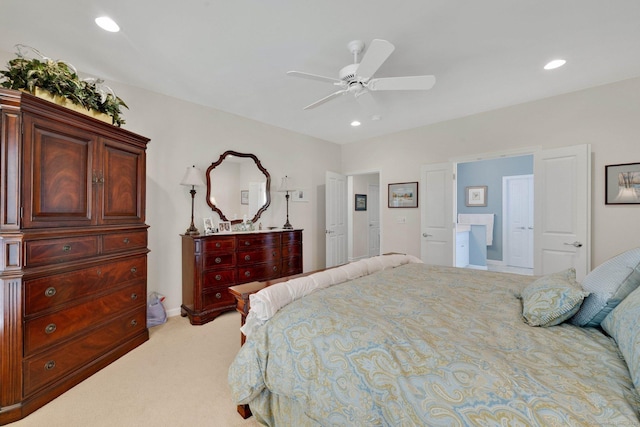 111 Thorn Hollow Rd, Cheshire, CT 06410 - bedroom with light carpet, recessed lighting, ceiling fan, and baseboards
