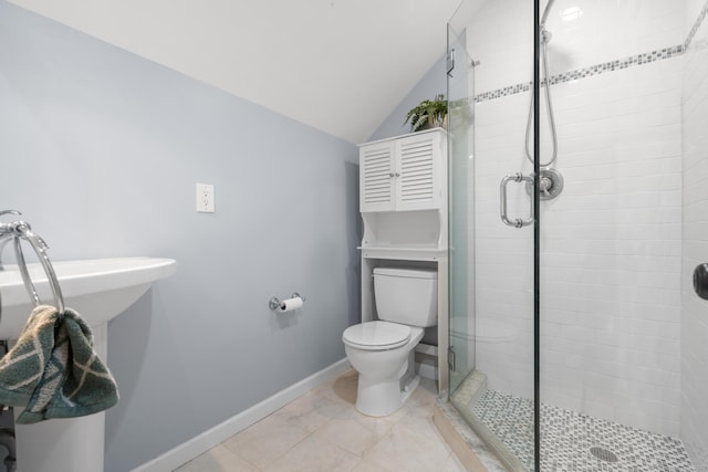 68 Mopus Bridge Rd, Ridgefield, CT 06877 - full bath featuring a stall shower, lofted ceiling, and tile patterned floors