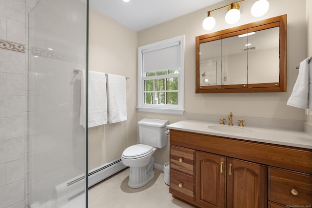 68 Mopus Bridge Rd, Ridgefield, CT 06877 - full bath with a baseboard heating unit, tiled shower, and vanity